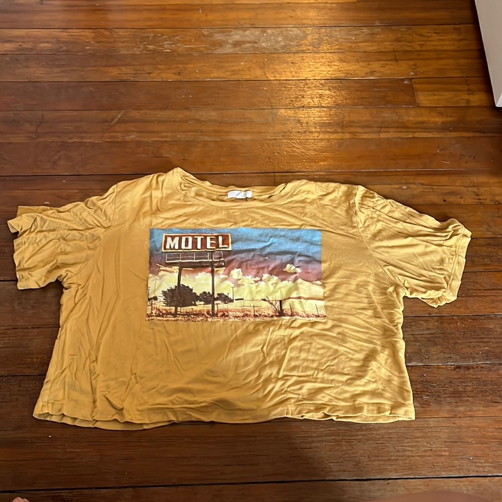 yellow q&a motel tee shirt